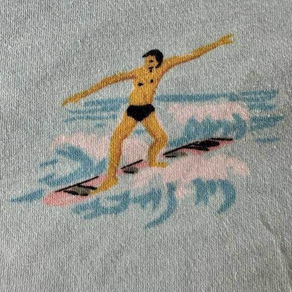 NICK & NORA Flannel Pajama Shorts Men’s Med Aqua Blue Hawaii Toucan Hula Surfer - Picture 16 of 16